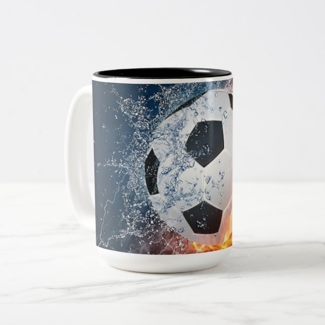 Tasse 2 Couleurs Oreiller de lancer balle de football/soccer flamba (Devant gauche)