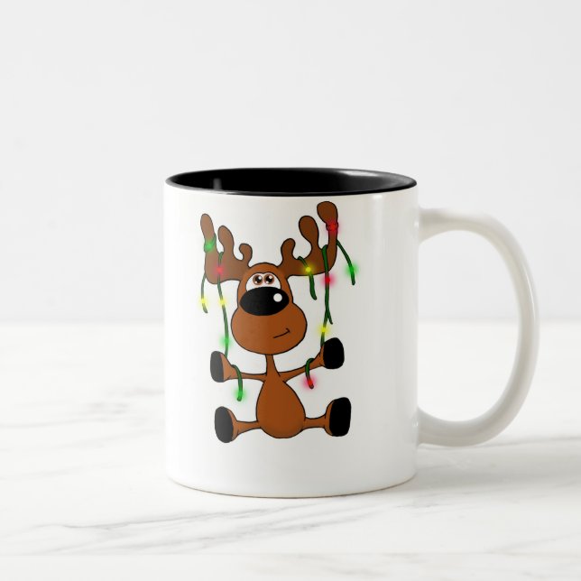 Tasse 2 Couleurs Orignaux tordus de Noël (Droit)