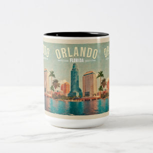 Tasse 2 Couleurs Orlando Florida Vintage Hauts bâtiments Palm 1960