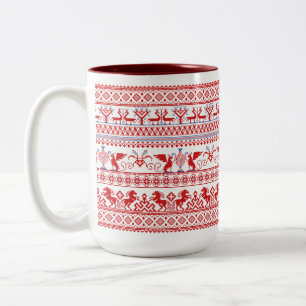 Tasse 2 Couleurs Ornement traditionnel russe rouge