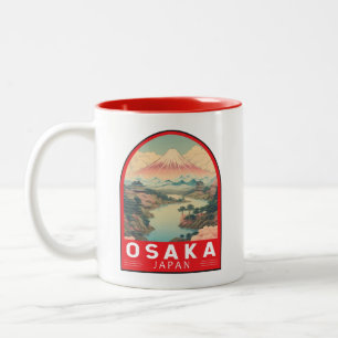 Tasse 2 Couleurs Osaka Japon Mont Fuji Voyage Art Emblème