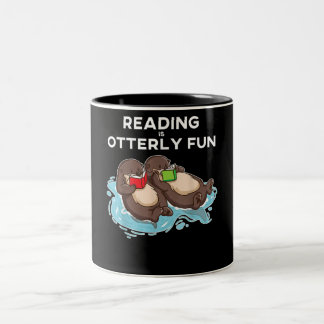 Tasse 2 Couleurs Otter Gift | Sea Otter livre lecture livre livre l