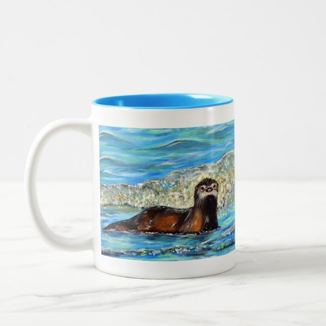 Tasse 2 Couleurs Otter in the Waves 2 Peinture (Gauche)