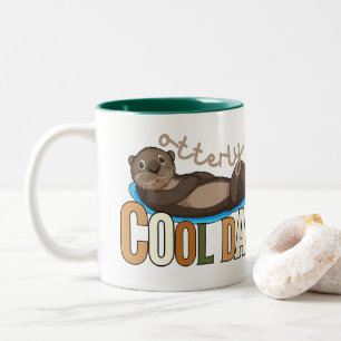Tasse 2 Couleurs Otterly Cool Papa Otter Pun Drôle Fête des pères