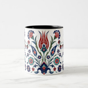 Tasse 2 Couleurs Ottoman Floral Art turc Iznik Bleu Rouge