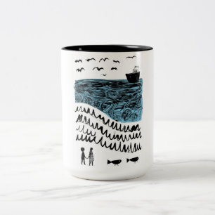 Tasse 2 Couleurs Où commence la mer   Body bébé océan dessiné à la 