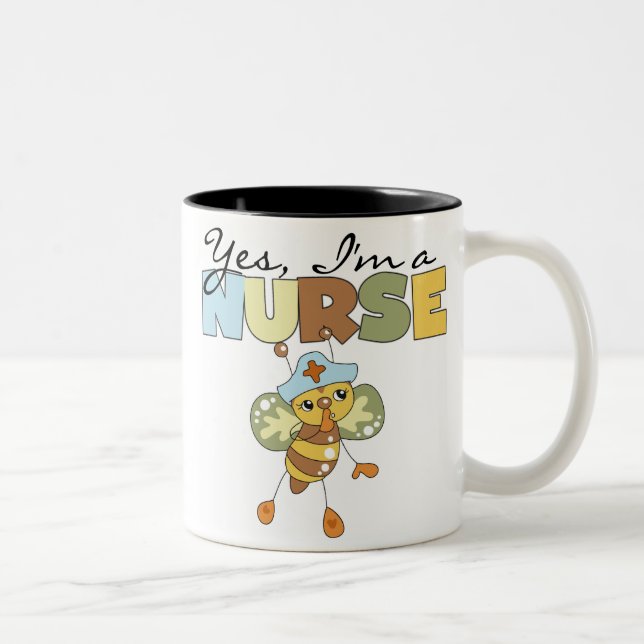 Tasse 2 Couleurs OUI, je suis infirmière T-shirts et cadeaux (Droit)
