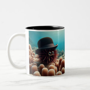 Tasse 2 Couleurs Ourchine de mer avec casquette et bi-monocles