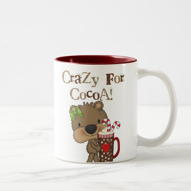 Tasse 2 Couleurs Ours de fille fou pour le cacao (Droit)