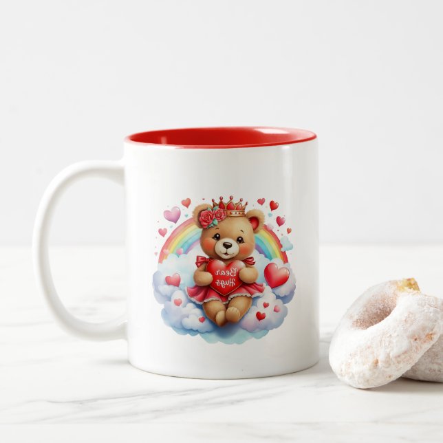 Tasse 2 Couleurs Ours de la Saint-Valentin  (Avec donut)