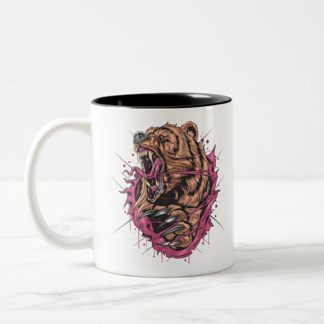 Tasse 2 Couleurs Ours en colère monstre (Gauche)