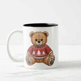 Tasse 2 Couleurs Ours en peluche de Noël cadeau de Noël mignon