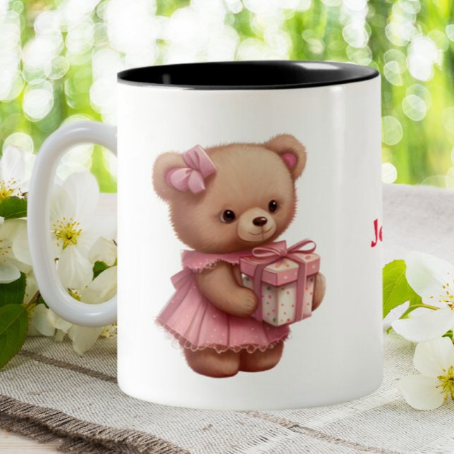 Tasse 2 Couleurs Ours En Teddy Rose Cute Personnalisé (Créateur téléchargé)