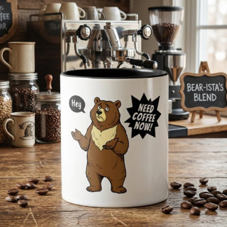 Tasse 2 Couleurs Ours grincheux drôle Besoin de café