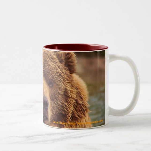 Tasse 2 Couleurs Ours gris amical (Droit)
