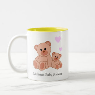 Tasse 2 Couleurs Ours mignons et cœurs sur une Baby Shower blanche