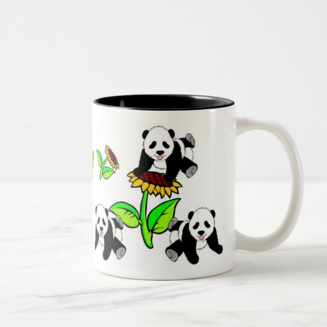 Tasse 2 Couleurs Ours panda de tournesol (Droit)