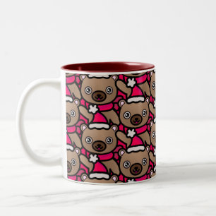 Tasse 2 Couleurs Ours Père Noël totalement adorable avec écusson ro