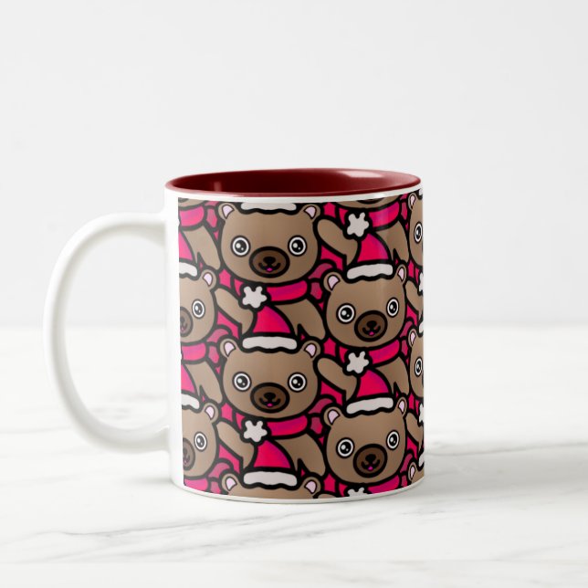 Tasse 2 Couleurs Ours Père Noël totalement adorable avec écusson ro (Gauche)