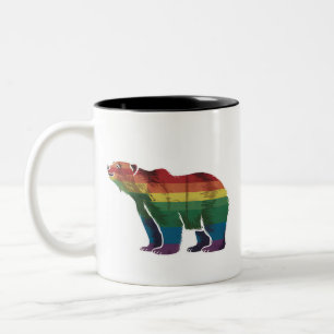 Tasse 2 Couleurs Ours Polaire Rétro Arc-en-Ciel Lesbienne LGBT Fier