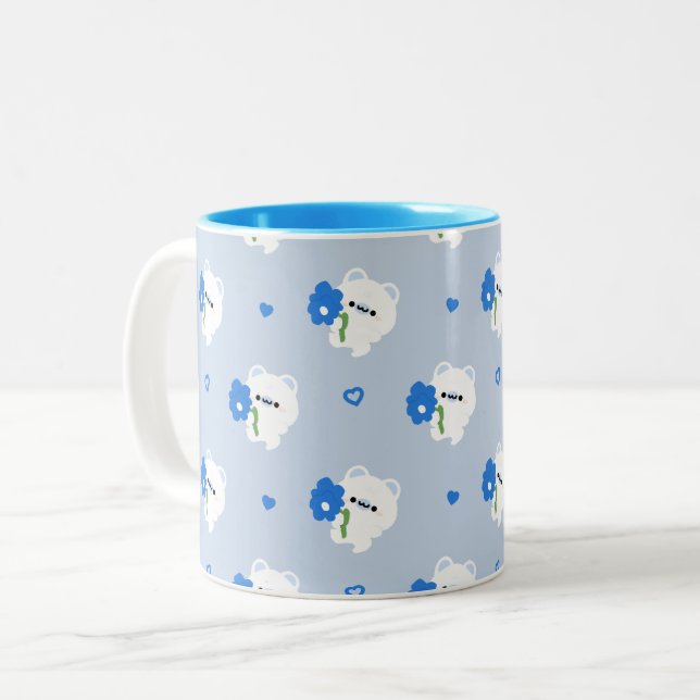 Tasse 2 Couleurs Ours polaire romantique (Devant gauche)