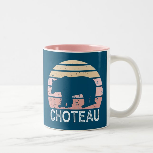 Tasse 2 Couleurs Ours rétro Choteau Montana (Droit)