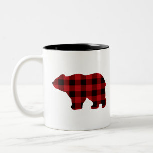 Tasse 2 Couleurs Ours rouge et noir plat du pays