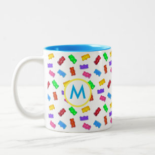 Tasse 2 Couleurs Ours Sucrés Multicolores & Monogramme