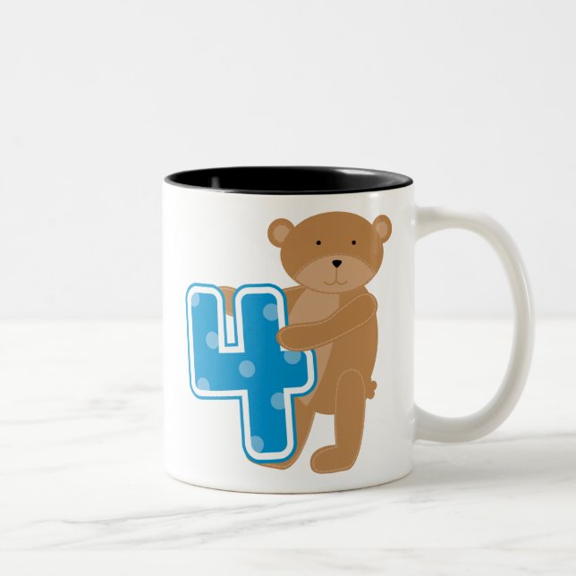 Tasse 2 Couleurs Ours T-shirts et cadeaux pour le 4e anniversaire (Droit)