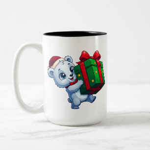 Tasse 2 Couleurs Ourson polaire avec cadeau de Noël