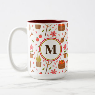 Tasse 2 Couleurs Outils de jardinage mignon et Plante Motif sans co