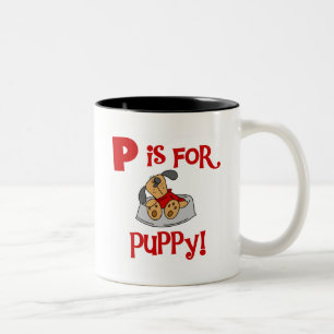 Tasse 2 Couleurs P est pour des T-shirts et des cadeaux de chiot