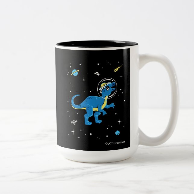 Tasse 2 Couleurs Pachycéphalosaurus Bleu Et Jaune Dinos Dans L'Espa (Droit)