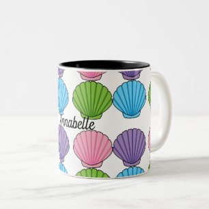 Tasse 2 Couleurs Pack Coquillage Coloré Pastel   Ajouter un nom pro