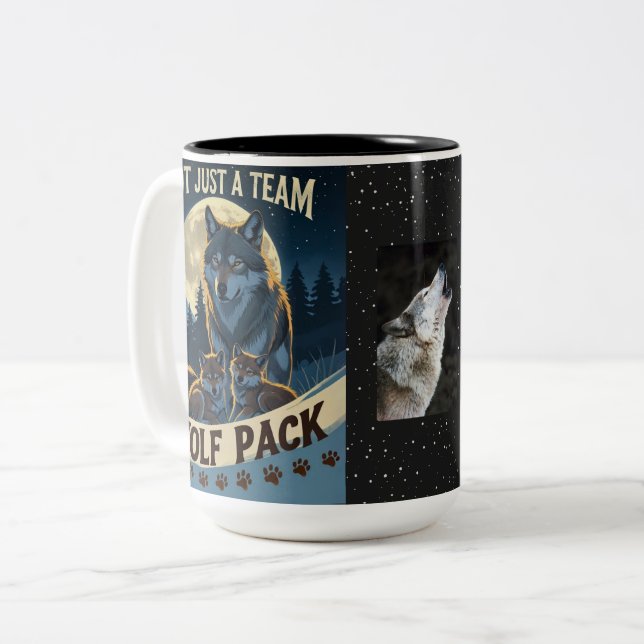 Tasse 2 Couleurs Pack Wolf - Pas seulement une équipe, une famille  (Devant gauche)