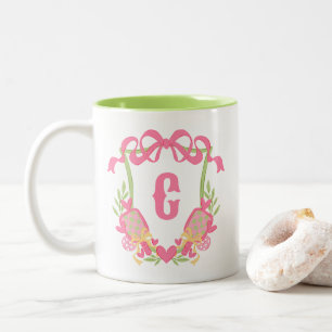 Tasse 2 Couleurs Pagaie rose et vert Pickleball Monogram Crest