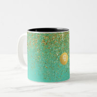 Paillette Dorée & Turquoise Aqua Glam Monogramme P
