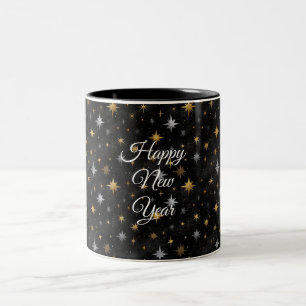 Tasse 2 Couleurs Paillettes Or Argent Noir Étincelle Nouvel An