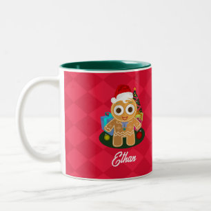 Tasse 2 Couleurs Pain De Gingembre Homme Rouge Sur Diamant Rouge