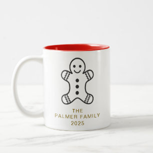 Tasse 2 Couleurs Pain d'épice simple et élégant Nom de famille de N