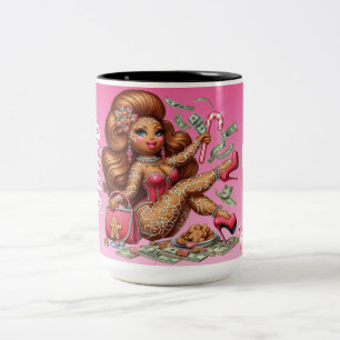 Tasse 2 Couleurs Pain d'épices Diva Drôle Noël rose urbain
