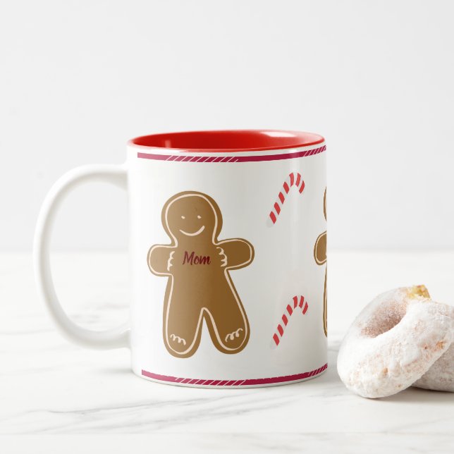 Tasse 2 Couleurs Pain d'épices Homme Personnaliser Nom Famille Vaca (Avec donut)