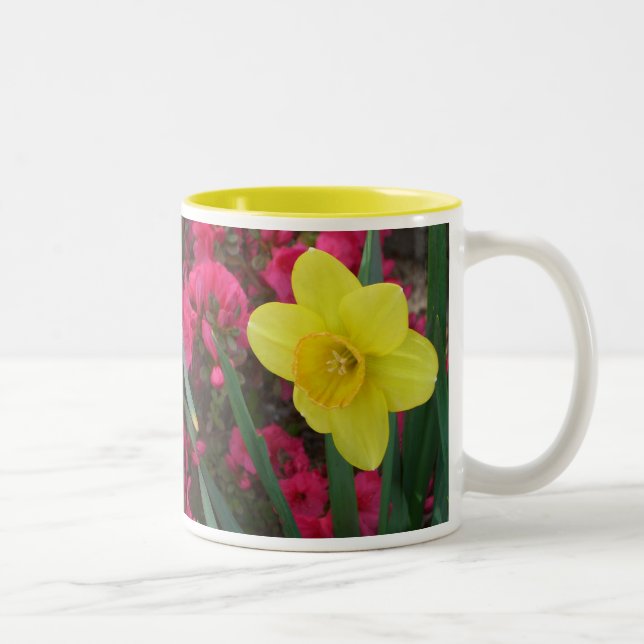 Tasse 2 Couleurs Pair of Daffodils Pink and Yellow Spring Flowers (Droit)
