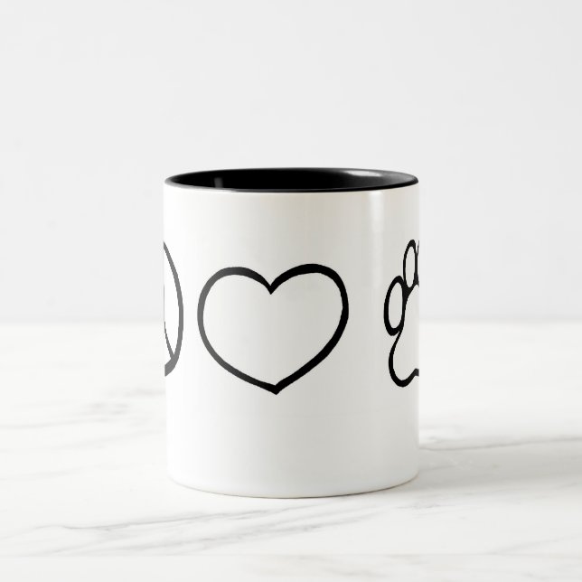 Tasse 2 Couleurs Paix, amour, chiens (Centre)