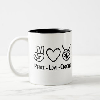 Tasse 2 Couleurs Paix Amour Crochet