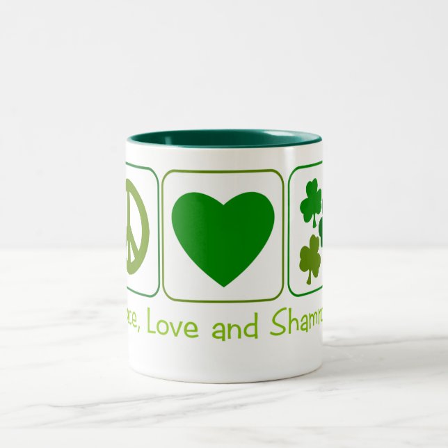 Tasse 2 Couleurs Paix, amour et shamrocks (Centre)