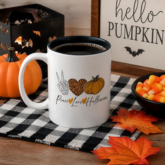 Tasse 2 Couleurs Paix Amour Halloween (Créateur téléchargé)