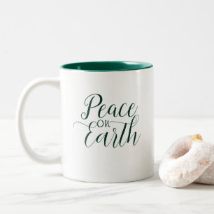 Tasse 2 Couleurs Paix sur Terre Bible Verse Noël Vert
