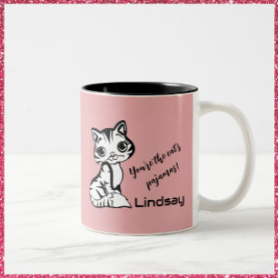 Tasse 2 Couleurs Pajamas de chats mignons et roses