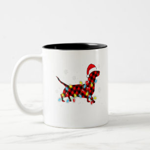 Tasse 2 Couleurs Pajamas Red Buffalo Plaid Dachshund Dog Merry Chri